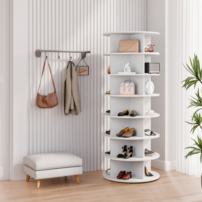 7 Tier Rotating Shoe Rack Tower, White