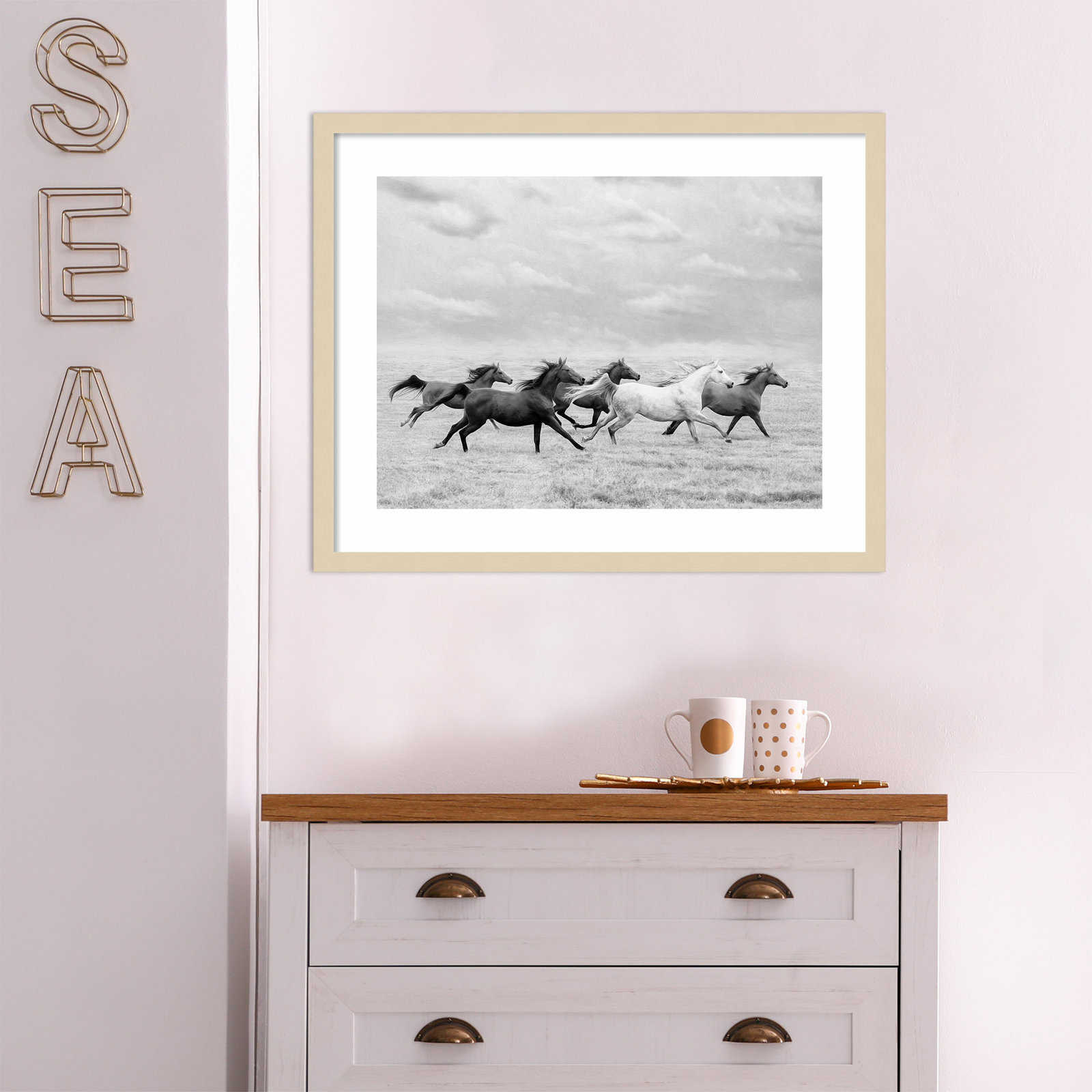 Horse Run I by PHBurchett, Brown, 20" H x 25" W