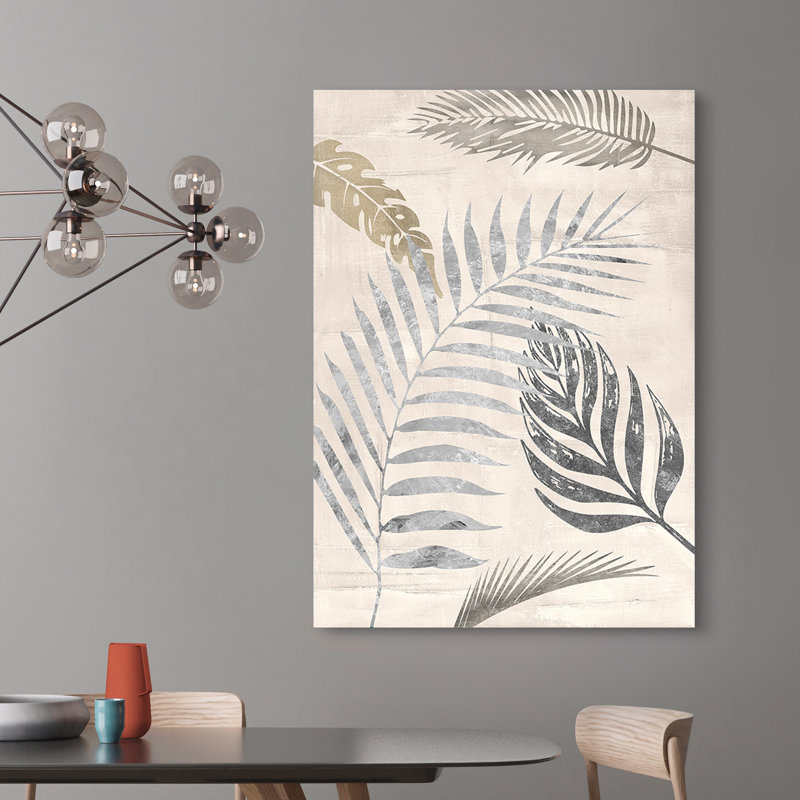 Palm Leaves Silver I by Eve C. Grant - Wrapped Canvas Art Prints, 80cm H x 60cm W x 4cm D