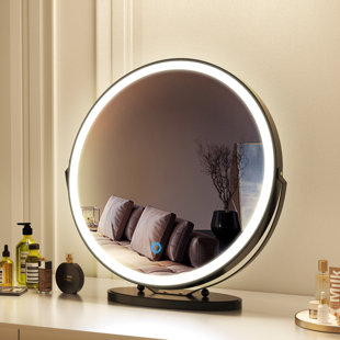 Aesthetic Girls Toilet Mirror Round Standing Makeup Small Mirror