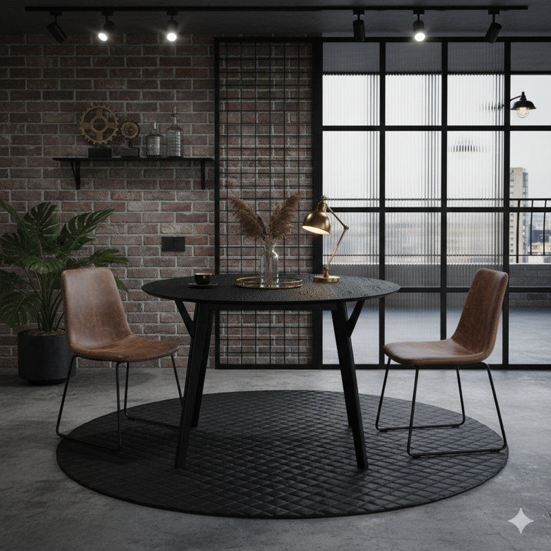 Table de salle à manger ronde en bois de 42,01 pouces pour 4 personnes, design moderne pour le salon, un appartement ou un restaurant noir