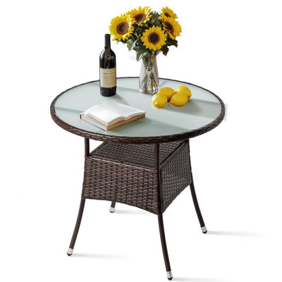 Patio Brown Wicker Round Bar Table