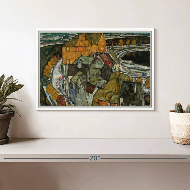 Croissant des maisons II, Cadre flottant blanc, 13 po x 9 po