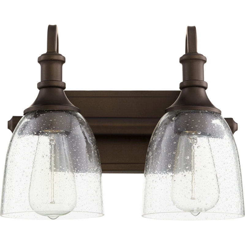 Bronze huilé à intensité variable 2 lumières Falbo avec éclairage de salle de bain transparent