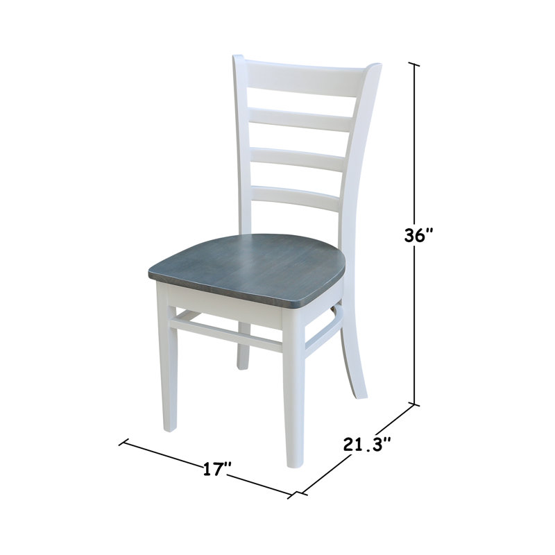 Alvery 17.7'' H Solid Wood Side Chair, White/Heather Gray