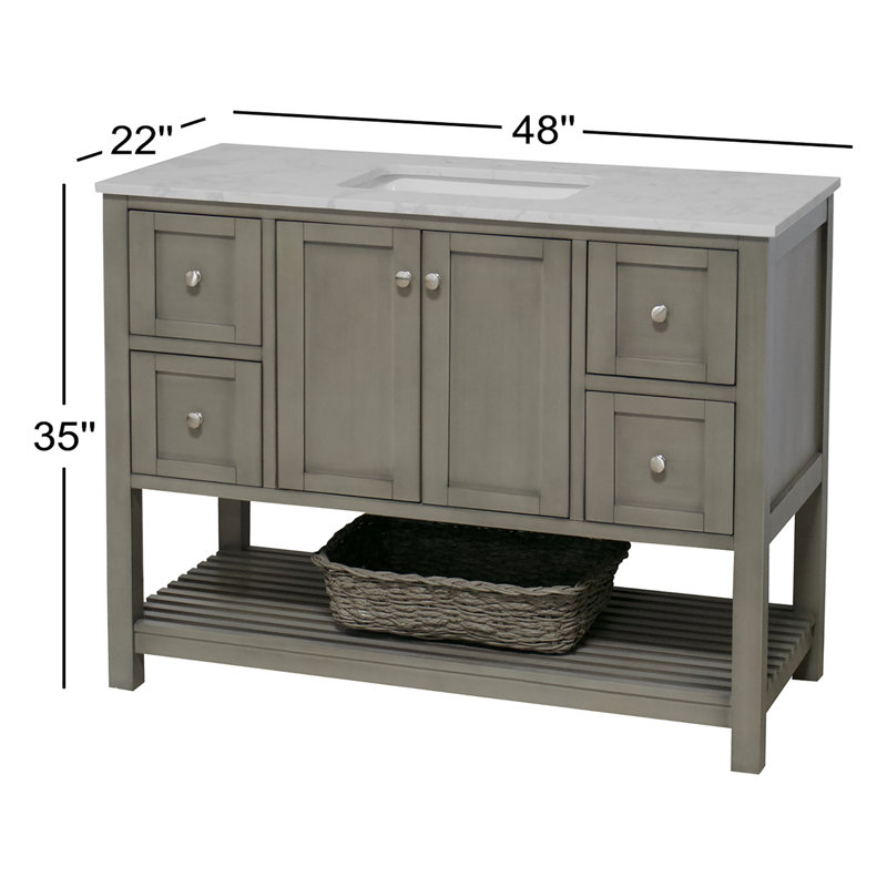 Ensemble de meuble-lavabo simple 48 po Binne, Sage Green, Carrara d'ingénierie