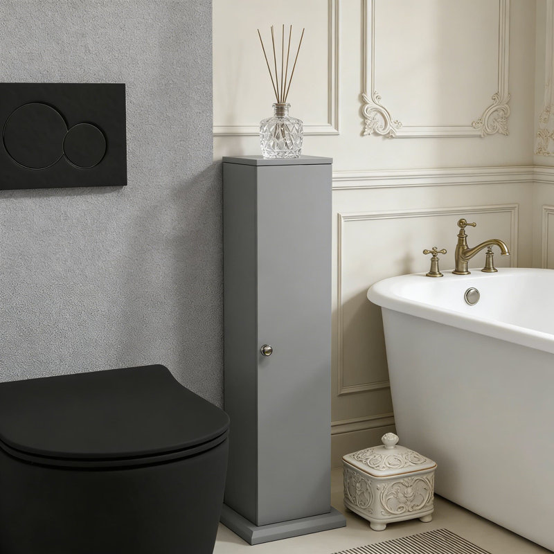Armoire de coin de salle de bain avec portes et tablettes, organisateur de rangement de plancher pour papier hygiénique, shampooing et articles essentiels pour la salle de bain