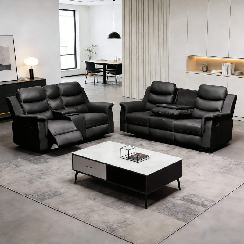 Inclinable avec console centrale et housse extensible noire, 5 sièges, deux porte-gobelets Housse de siège ergonomique et confortable en noir