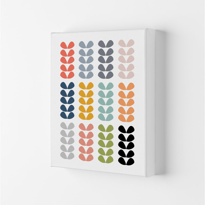 Scandinavian Folk Rainbow Leaves Original - Print, No Frame, 84cm H x 59cm W x 1cm D