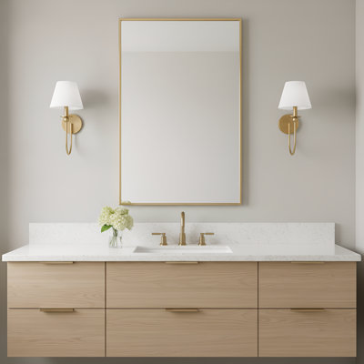 Applique murale de salle de bain 1 lumière Elsay avec abat-jour en lin blanc Elsay