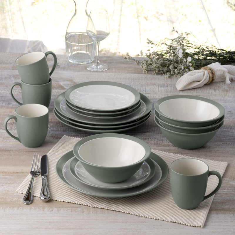 Noritake Colorwave 16-Piece Curve Dinnerware Set, Service for 4, Green