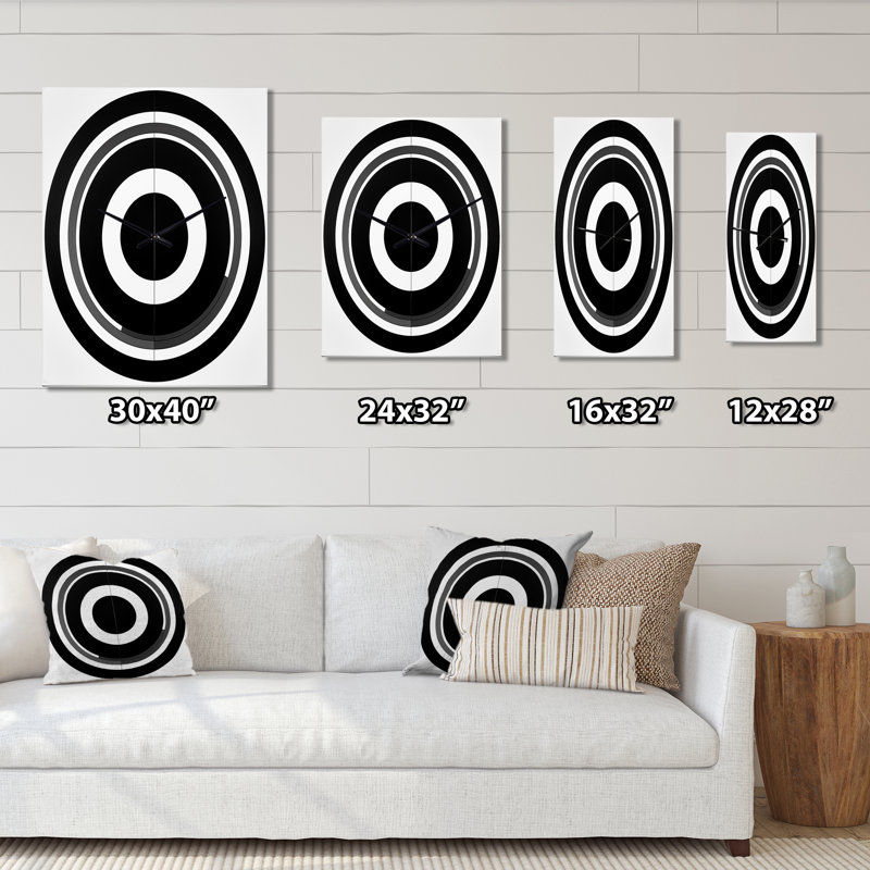 Horloge murale noire et blanche Bauhaus, H 28 po x l 12 po x P 1 po