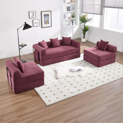Convertible Folding Sofa Bed, With Fixed Frame And Pillow Back Handrail, Cloud Corduroy Folding Mattress Sofa, Folding Memory Foam Bed In Living Room/Dormitory/Guest Room/Home Office/Apt