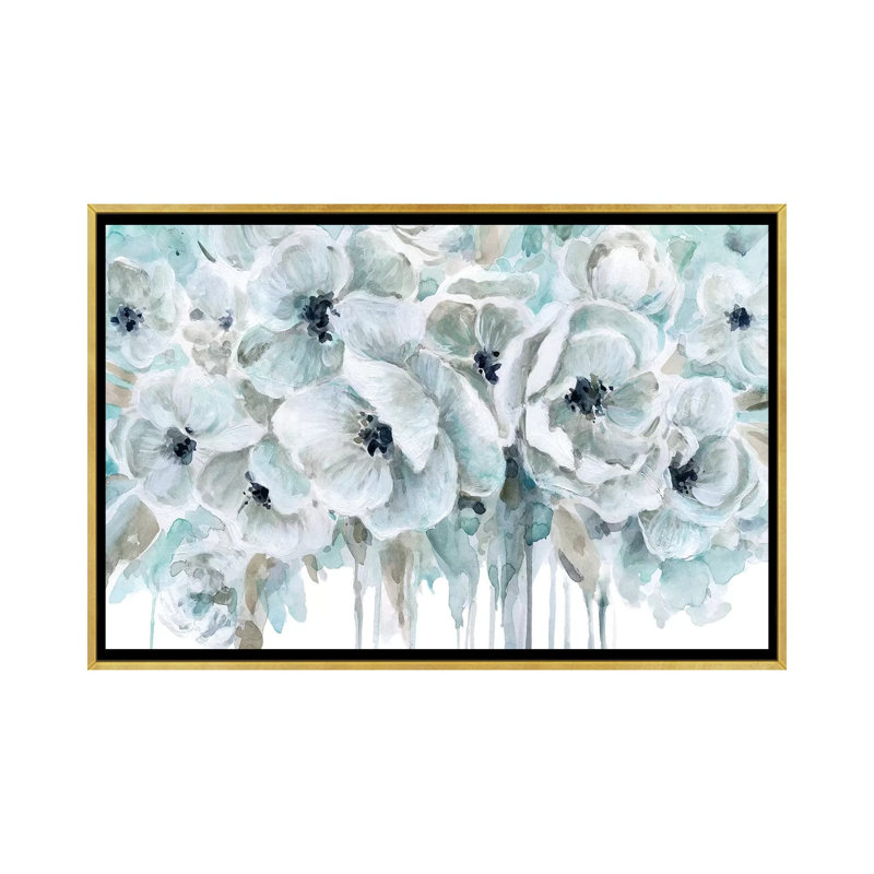 «Teal Harmony II» par Carol Robinson, reproduction sur toile, Pas de tapis, H 40 po x l 60 po x 1,5 po, Toile encadrée d'or