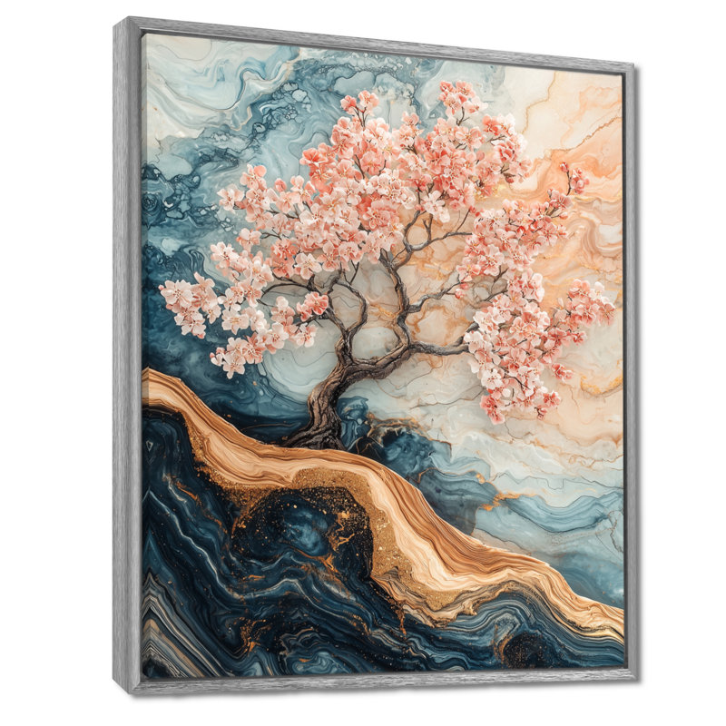 Hemphill - salon d'art mural floral, H 32 po x l 16 po, Impression encadrée flottante, Argent argent