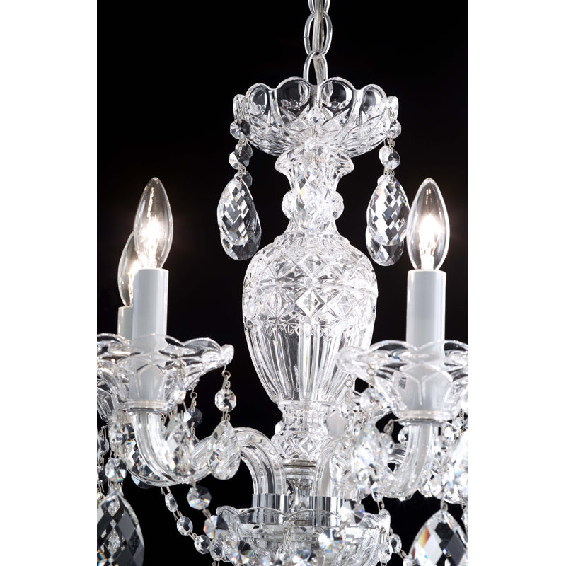 Sterling 5 - Light Glass Chandelier, Strass Clear, Polished Silver