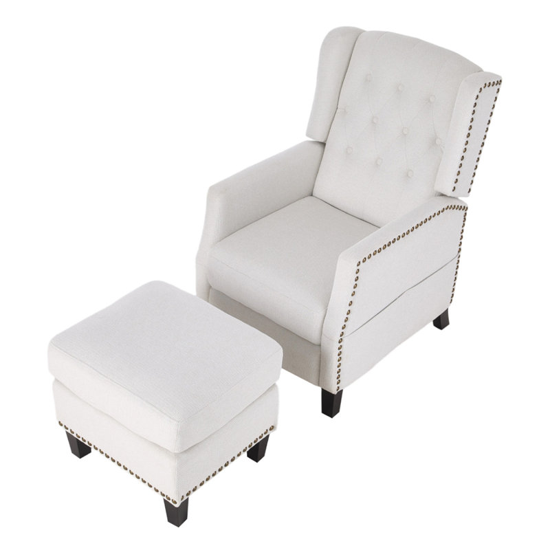 153cm Wide Chenille Wall Recliner Standard Recliner, White