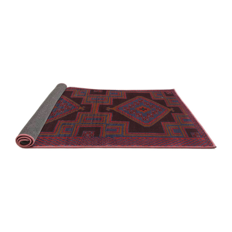 Tapis rose/bleu marine/brun traditionnel Araban, Carré 3 pi