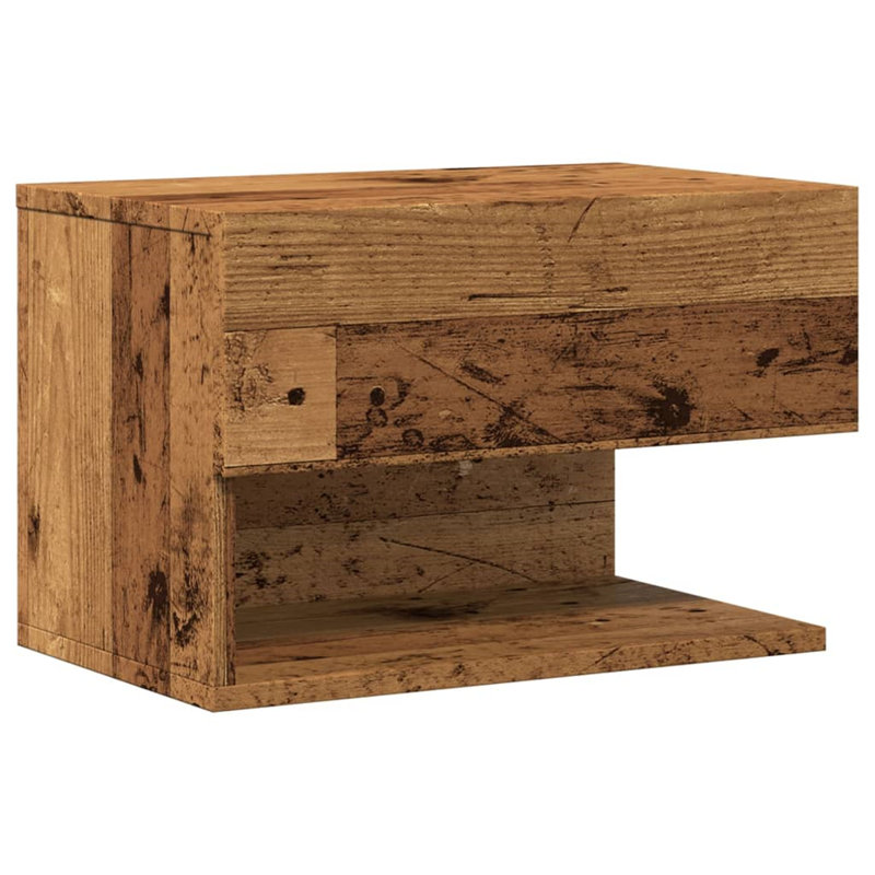 Jaiana  Wall-mounted Bedside Cabinet, Old Wood, 1