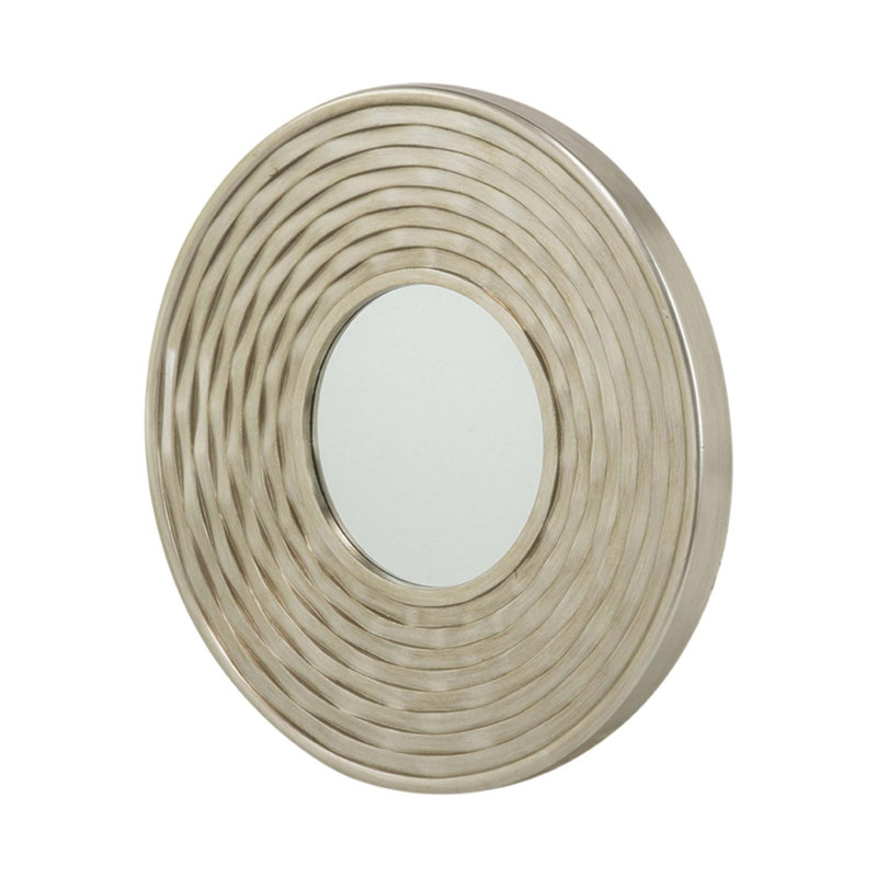 D31.3x2 Round Wall Mounted Mirror, Beveled Edge and Muted Silver Frame for Home Decor