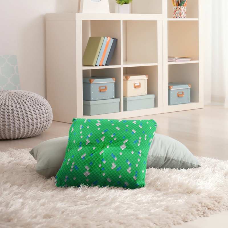 Coussin de plancher à échelle serpent, 30 po x 30 po, Vert / bleu