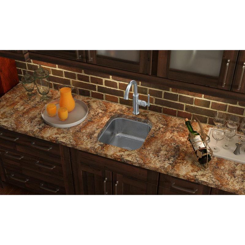 Elkay 16" L x 18" W Bar Sink, Hammered Mirror