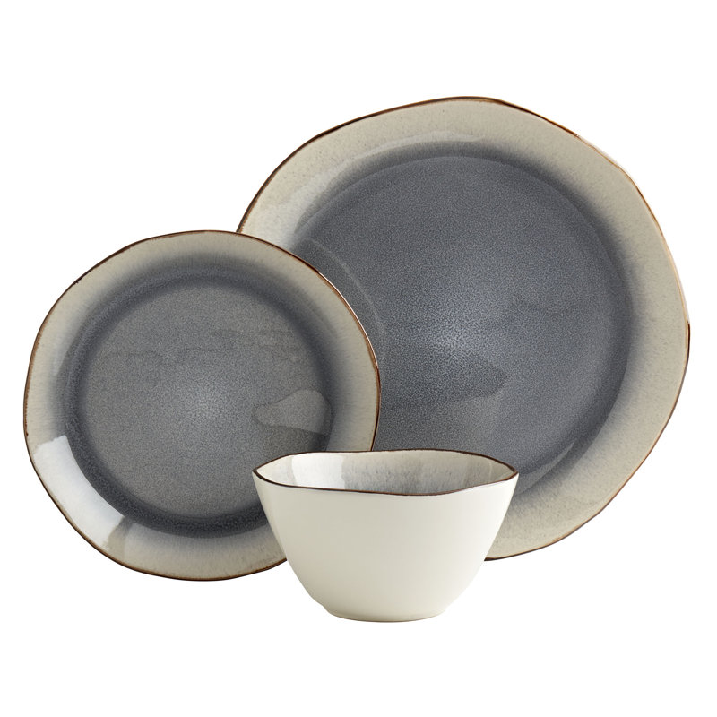Reactive Glaze Dinnerware Tabletops Gallery 12PC Set - BELLA, Gray