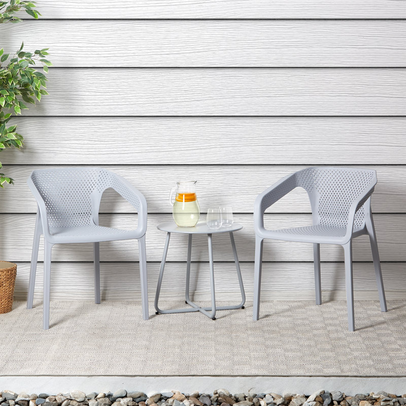 Jan Stacking Patio Dining Armchair, Grey/Brown/Blue