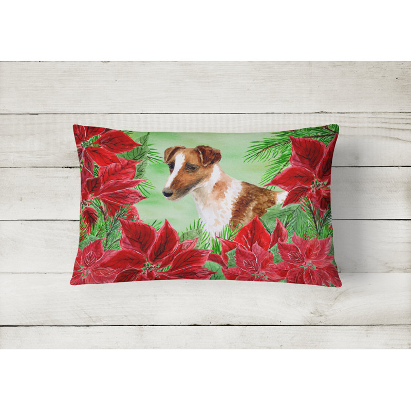 Coussin intérieur / extérieur Smooth Fox Terrier Poinsettias