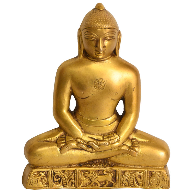 Soulagement suspendu en laiton fabriqué à la main de 5 po par le maître Mahavir Jain Tirthankara