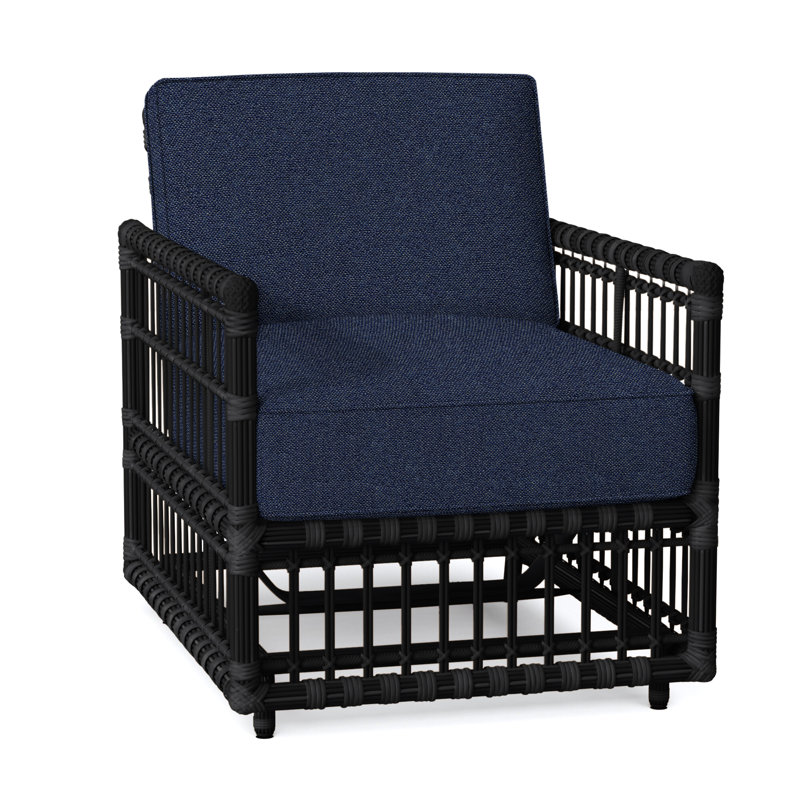 Newport Patio Chair with Cushions, Welt, Onyx, Intermix Indigo