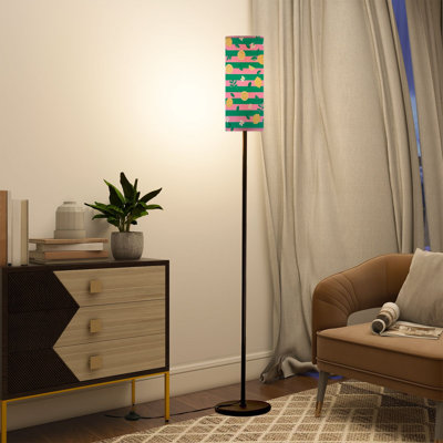  Lampe sur pied de 68,5 po avec des ampoules DEL à abat-jour en lin à motif d'agrumes et de citron