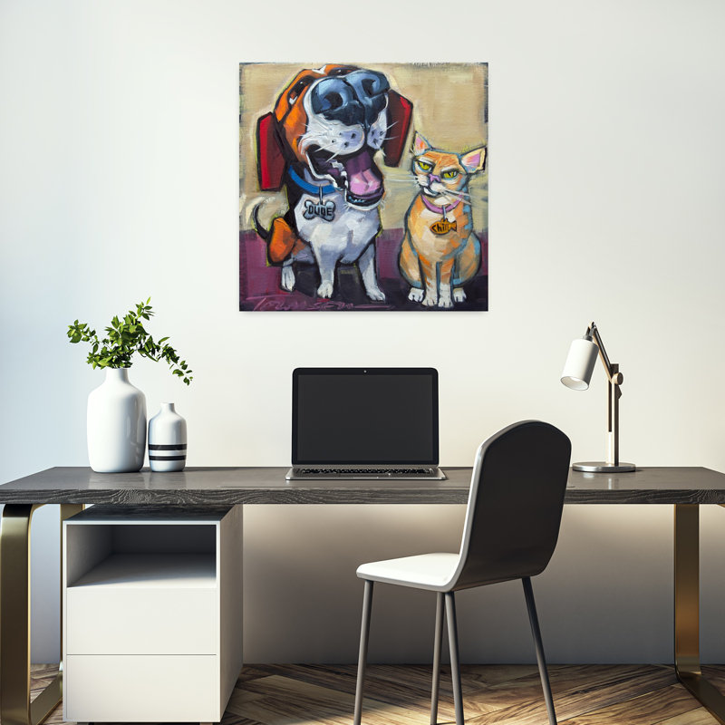 Art de chien contemporain Dude Chill, H 18 po x l 18 po