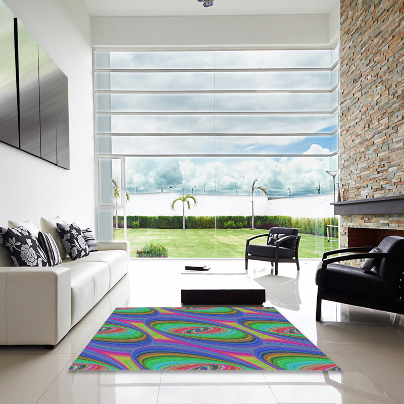 Tapis bleu / vert, Carré 7 pi