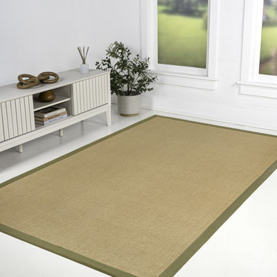 Camden Farmhouse Cottage Border Jute Natural/Olive Rug