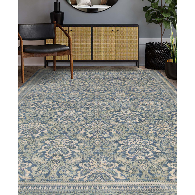 Wool Damask Area Rug