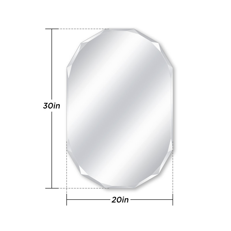 Miroir mural biseauté sans cadre - miroir de meuble-lavabo de salle de bain moderne, miroir décoratif pour entrée et salon, 20 po x 30 po / 24 po x 36 po