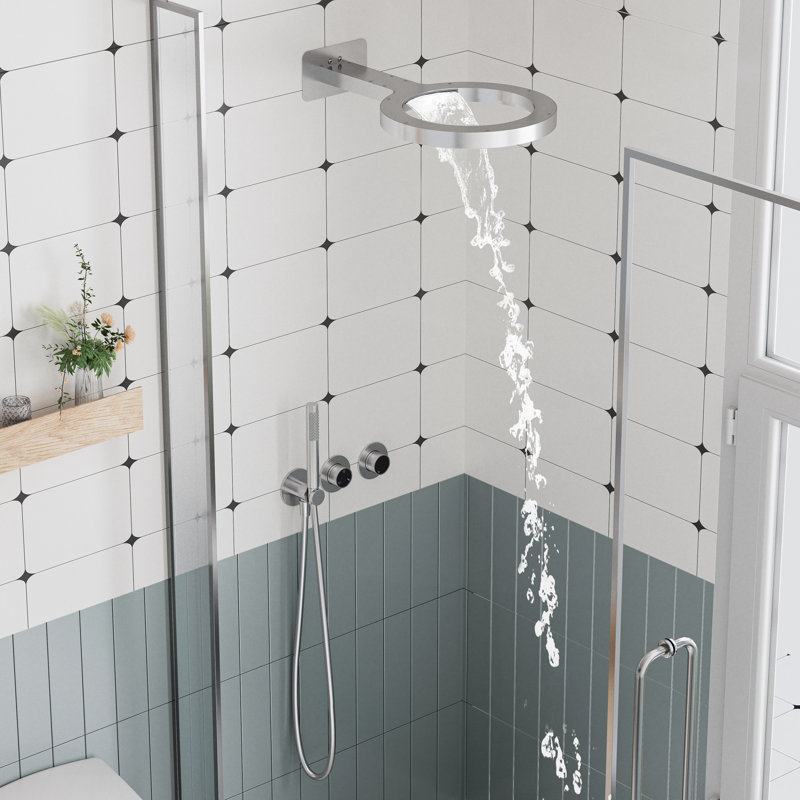 Système de douche complet à 3 fonctions avec douche à main, Chrome poli