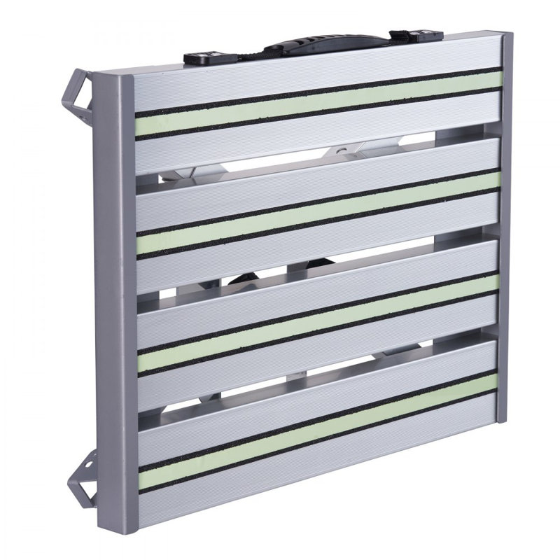 Escalier pour véhicule récréatif, escabeau pliable en alliage d'aluminium à hauteur réglable, escabeau portatif avec large surface antidérapante, pieds en caoutchouc, bandes réfléchissantes et poignée, supporte jusqu'à 1000 lb