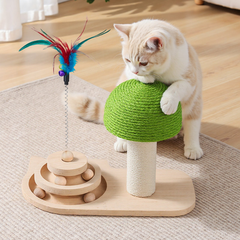 Sisal Ball Solid Wood Cat Scratcher Tree Cat Ball Toy