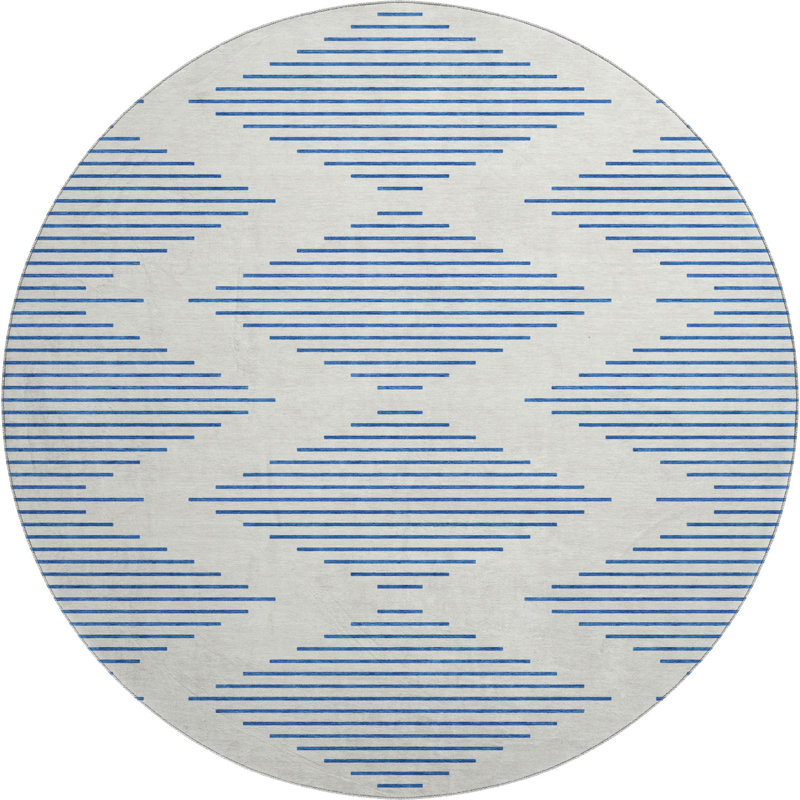 Premium Machine Washable Jahnke AMF1017 Geometric Rug, Round 8'