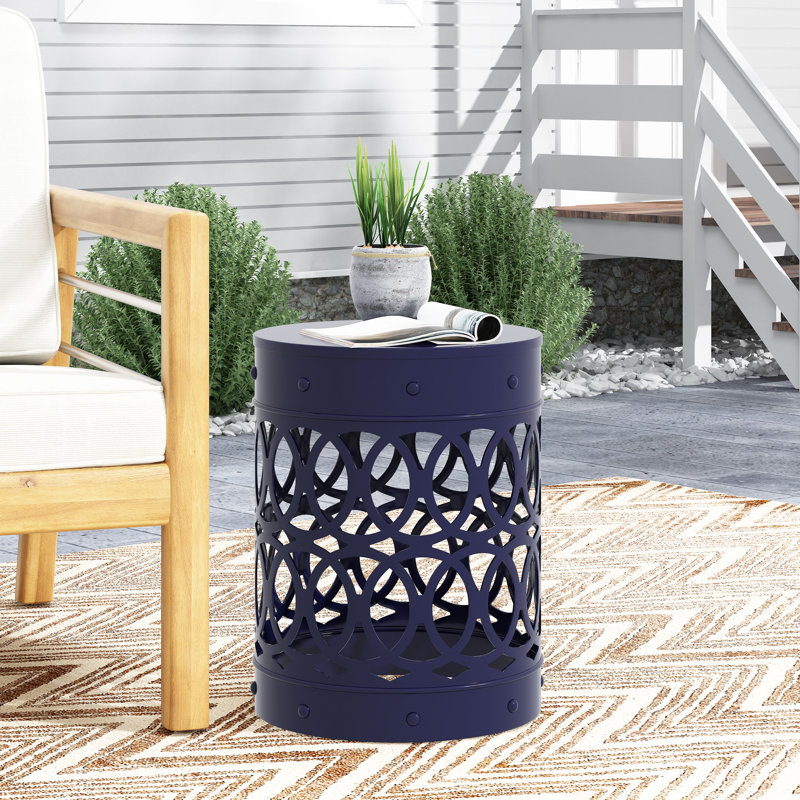 Braydin Iron Top End Table, Blue