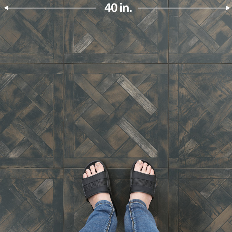 Kings Forest Lattice 17-5/8 In. X 17-5/8 In. Ceramic Floor And Wall Tile, Black/Brown