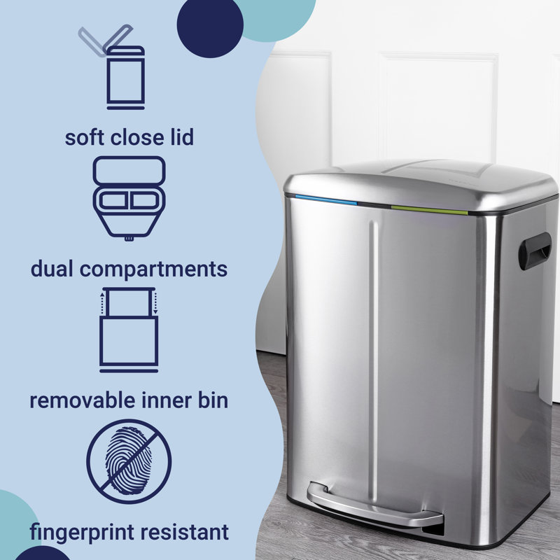 Marco 10.5-Gallon Stainless Steel Fingerprint Resistant Kitchen Trash Can