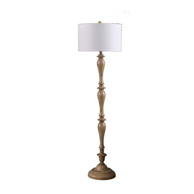 Coastal Wood Effect Polyresin Floor Lamp With Antique Cream Finish And 3-Way Switch For Versatile Lighting