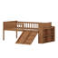 Structure de lit multifonctionnelle avec tablette de rangement, glissoire et échelle, lit plateforme avec garde-corps, assemblage simple-1682280916