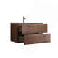 Meuble-lavabo mural en noyer de 30 po avec lavabo en céramique à un trou, lavabo une pièce sans bonde, pré-assemblé