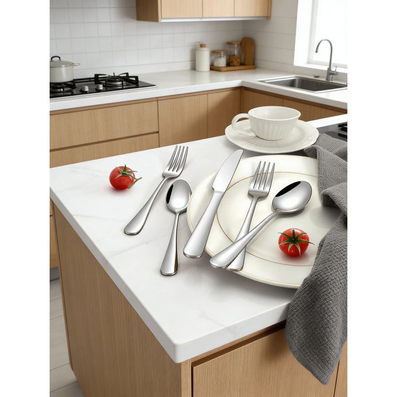 Ensemble de couverts en acier inoxydable 40 pièces pour 8 personnes, ensemble de couverts en argent poli miroir avec couteaux, fourchettes et cuillères, ensemble de couverts allant au lave-vaisselle pour la maison ou le restaurant