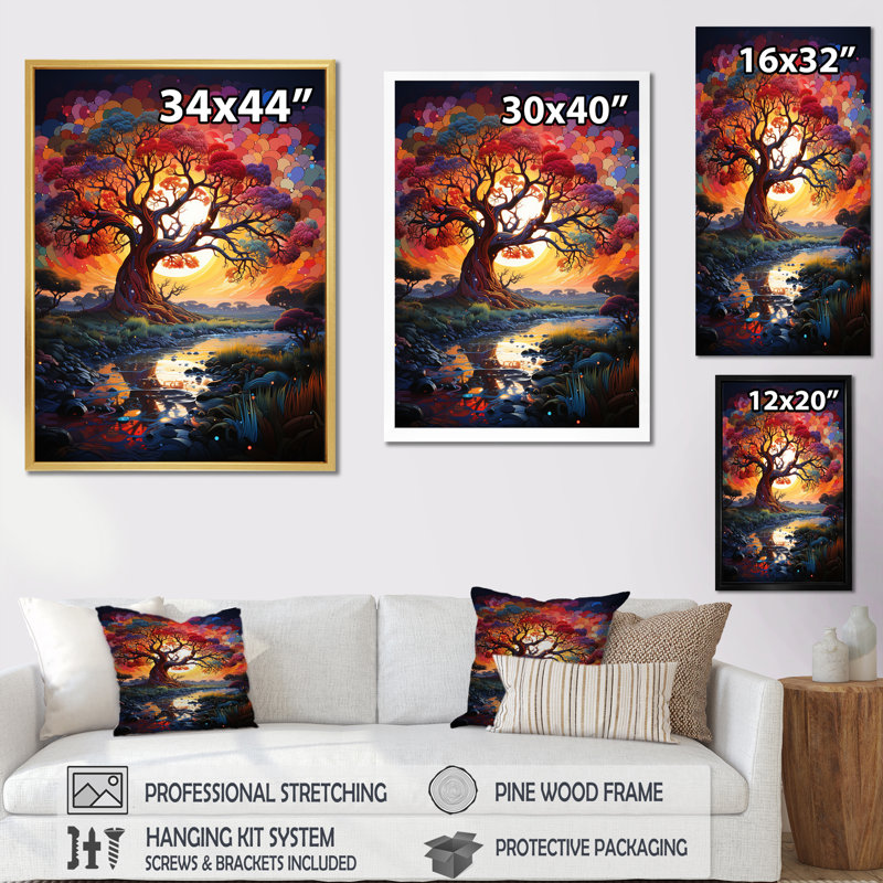 Baobab africain, teintes cosmiques II - baobab, impression d'art mural, H 20 po x l 12 po, Cadre flottant blanc