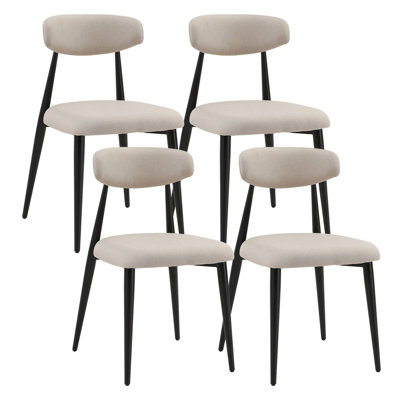 Dining Chairs Set Of 4, Upholstered Chairs With Metal Legs For Kitchen Dining Room Light Grey by George Oliver